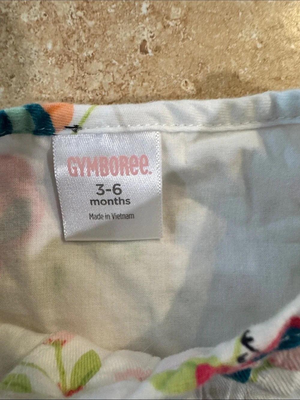 Gymboree White Ruffle Dress with Colorful Bird Print